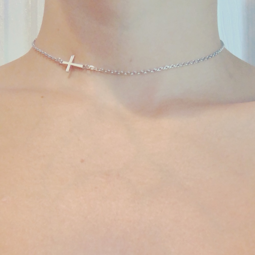 Dainty Stainless Steel Cross Choker - Picture 4 of 4